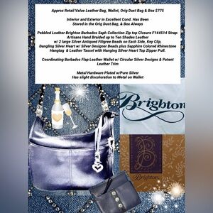 Brighton Barbados Bag Wallet Dust Bag & Orig Box Pebbled Leather Excellent Cond